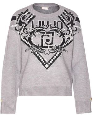 Liu Jo Pull À Logo En Jacquard - Gris