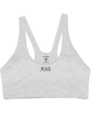 Sporty & Rich Logo-Print Racerback Sports Bra - White