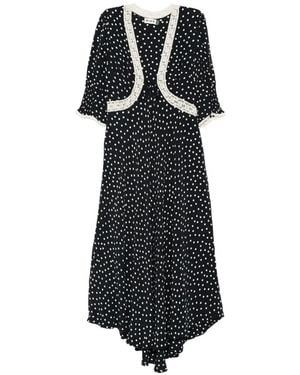 RIXO London Amina Polka-Dot Crochet Dress - Black