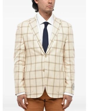 Corneliani Blazer À Carreaux Et Poche Plaquée - Natural