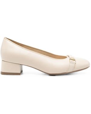 Ara Graz Buckle-Detail Block-Heel Pumps - Natural