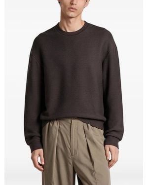 Giorgio Armani Ribbed-Knit Crew-Neck Sweatshirt - Black