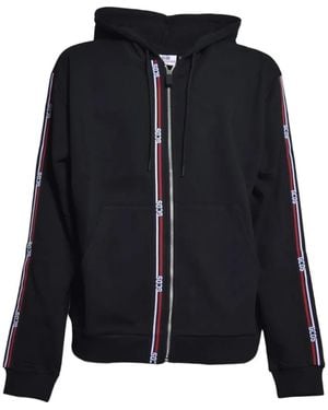 Gcds Logo-Tape Zip-Up Hoodie - Black