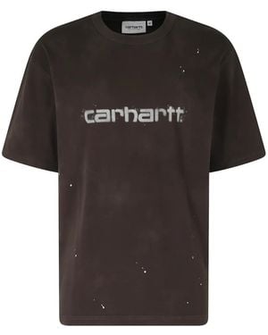 Carhartt Loose Pocket Logo-Print Paint-Splatter T-Shirt - Black