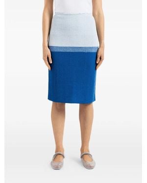 Bielo Colour-Block Textured-Knit Skirt - Blue