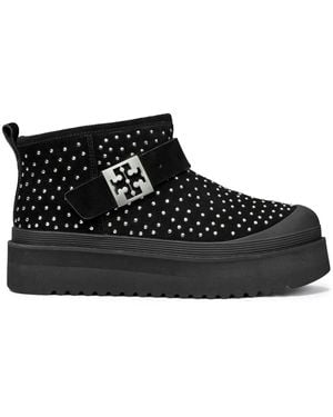 Tory Burch Mellow Suede Platform Ankle Boots - Black