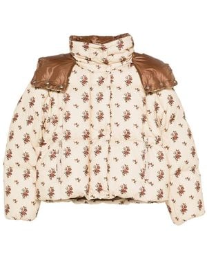 Moncler Torcol Floral Hooded 2-In-1 Down Jacket - Natural