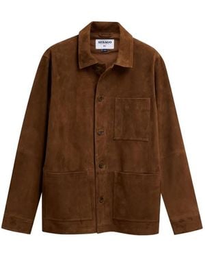Sebago Patch-Pocket Buttoned Leather Jacket - Brown