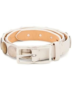 Reptile's House Ceinture En Cuir À Boucle Ronde À Clous - Natural