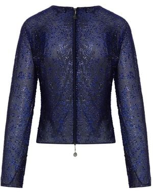 Giorgio Armani Crystal-Embellished Top - Blue