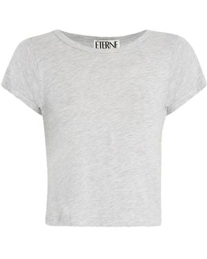 ÉTERNE Crew-Neck Cropped T-Shirt - White