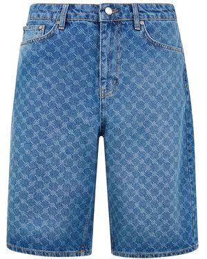 Daily Paper Short En Jean À Motif Monogrammé - Bleu