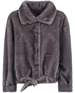 DR. HOPE Faux-Fur Belted Jacket - Gray