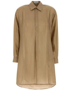 THE ROSE IBIZA Robe-Chemise Reynal À Coupe Courte En Soie - Neutre