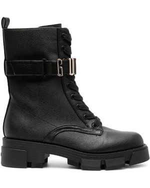 Guess Madox Logo-Plaque Boots - Black