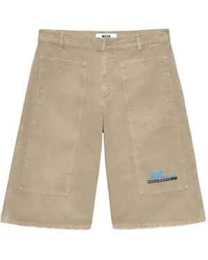 MSGM Graphic-Detail Denim Shorts - White