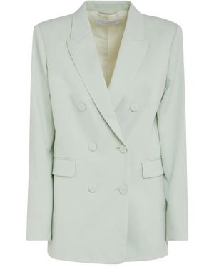 Another Tomorrow Double-Breasted Wool Blazer - Green