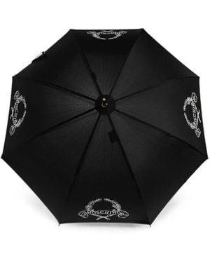 Moschino Paraguas Con Logo Estampado - Negro