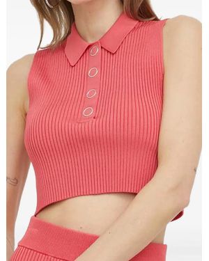 BOSS Geripptes Cropped-Top Mit Polokragen - Pink