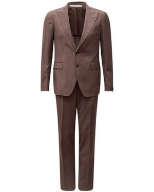Tagliatore Peak-Lapel Single-Breasted Suit - Brown