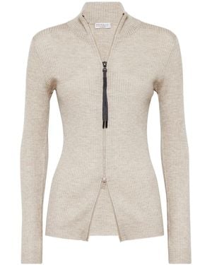 Brunello Cucinelli ジップアップ トップ - ナチュラル