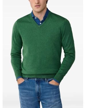 Hackett V-Neck Embroidered Sweatshirt - Green