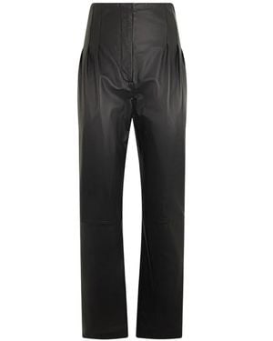 Alberta Ferretti Pleated Leather Trousers - Black