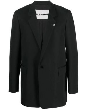 Jil Sander Single-Breasted Wool Blazer - Black
