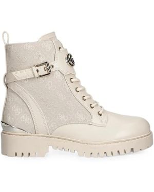 Guess Olanna Logo Combat Boots - Natural