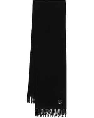 Maison Kitsuné Sciarpa Con Ricamo - Nero