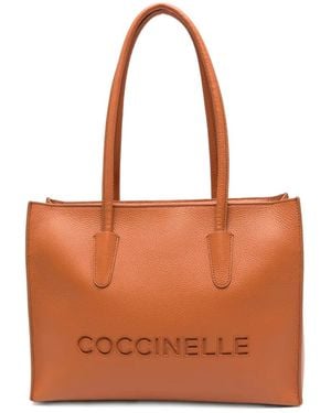 Coccinelle Medium Myrtha Logo-Debossed Tote Bag - Orange