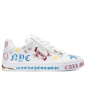 DKNY Abeni Tattoo Lace-Up Sneakers - White