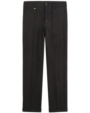 Fay Turn-Up Chino Pants - Black