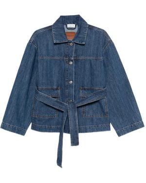 P.A.R.O.S.H. Cojin Belted Denim Jacket - Blue