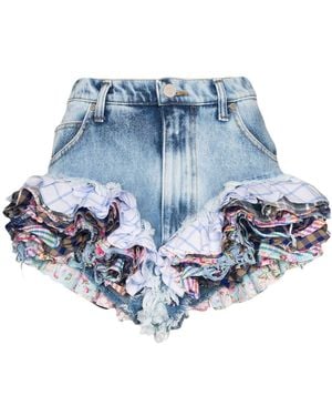 Natasha Zinko Ruffled Hem Shorts - Blue