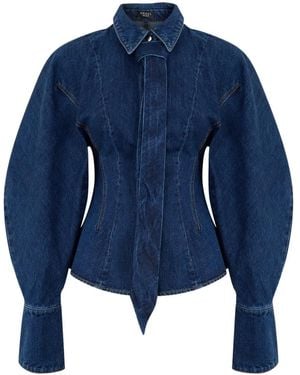 A.W.A.K.E. MODE Balloon-Sleeve Denim Shirt - Blue