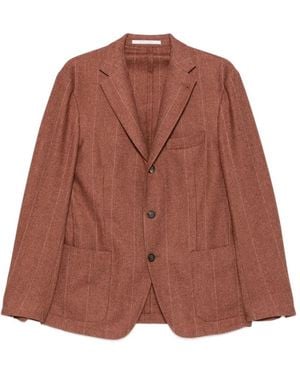 Eleventy Pinstripe Notched-Lapel Blazer - Brown