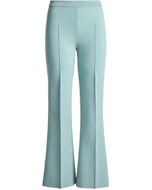 High Sport Pin-tuck Flared Trousers - Blue