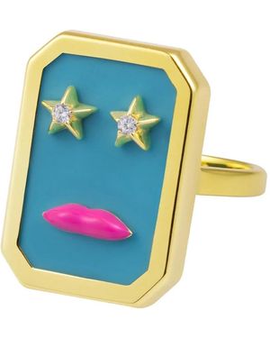 Eshvi Face Star Ring - Blue