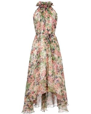 Saloni Vestido Midi Con Motivo Floral - Neutro