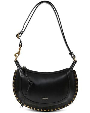 Isabel Marant Oskan Moon Studded Leather Shoulder Bag - Black