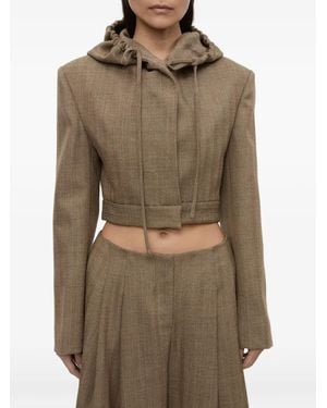 Christopher Esber Plinth Herringbone Hooded Jacket - Green