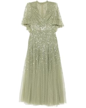 Needle & Thread Dappled-Sequin Dress - Green