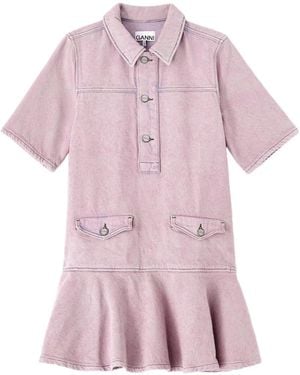Ganni Denim Mini Dress - Pink