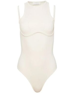 Fleur du Mal Strappy Ribbed Bodysuit - White