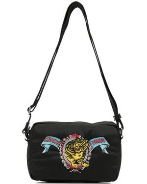 KENZO Tiger-Motif Embroidered Messenger Bag - Black