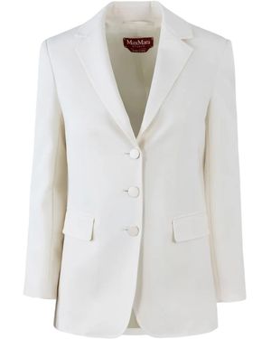 Max Mara Three-Button Notched Blazer - White