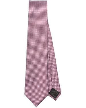Brioni Geometric-Pattern Silk Tie - Purple