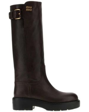 Miu Miu Leather Boots - Black