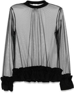 Noir Kei Ninomiya Sheer Long-Sleeved Top - Grey